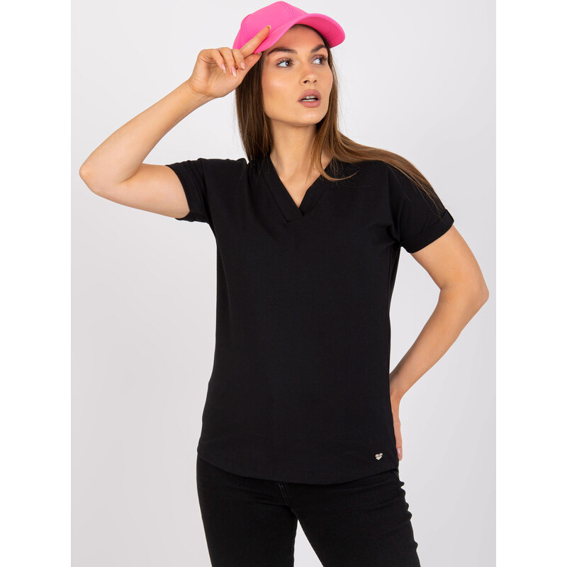 BASIC FEEL GOOD Čierne dámske basic tričko RV-TS-7666.19-black 32381066