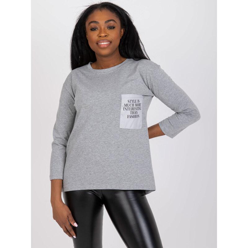 BASIC Svetlosivé dámske tričko s vreckom EM-BZ-N612.64P-light gray 32595723