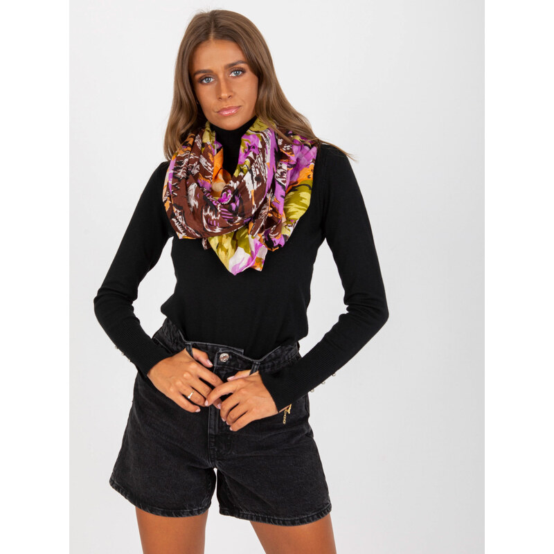 BASIC Hnedo-oranžová šatka so vzormi AT-PO-176120.51-brown 35026107