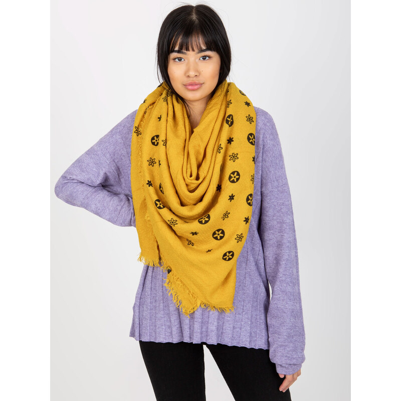 BASIC Horčicový dámsky šál s potlačou -AT-CH-23502-1.51-mustard 37318231