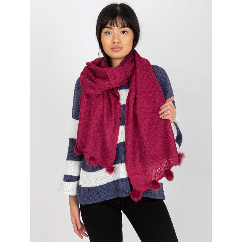 BASIC Fuchsiový šál s brmbolcami AT-SZ-E-318.57P-fuchsia 38139269