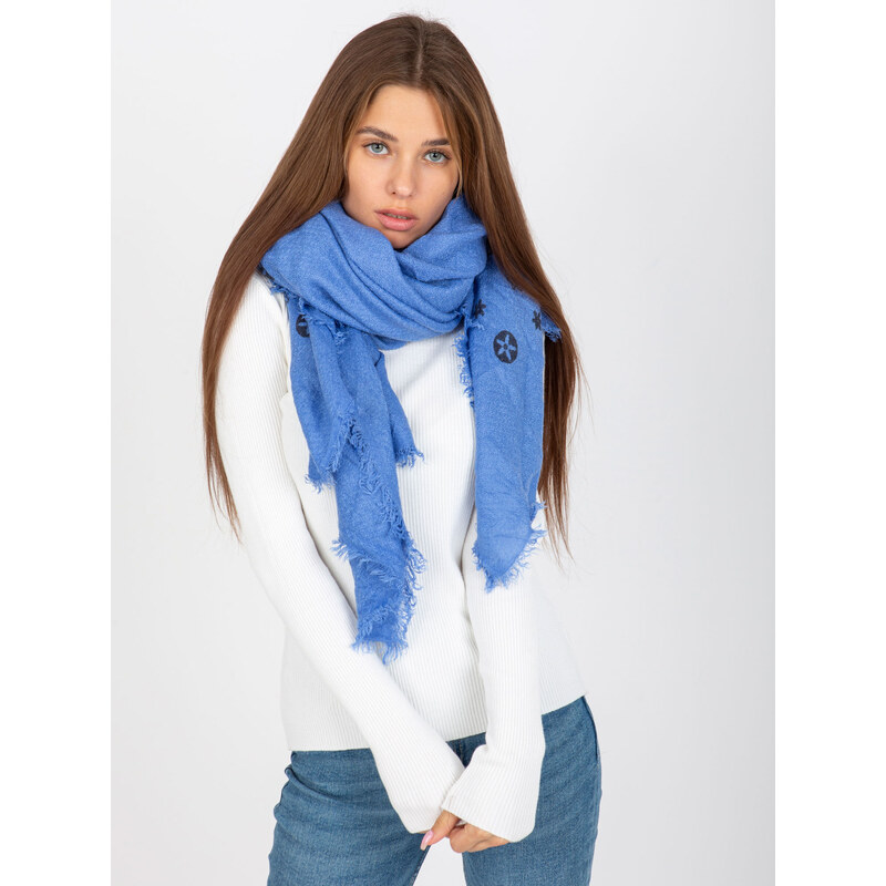 BASIC Modrý dámsky šál s potlačou -AT-CH-23502-1.51-blue 37318230