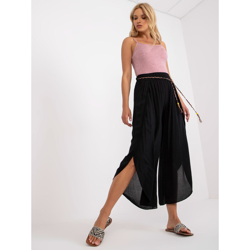 BASIC Čierne voľné nohavice s rozparkami TW-SP-BI-81378.24P-black 41054074