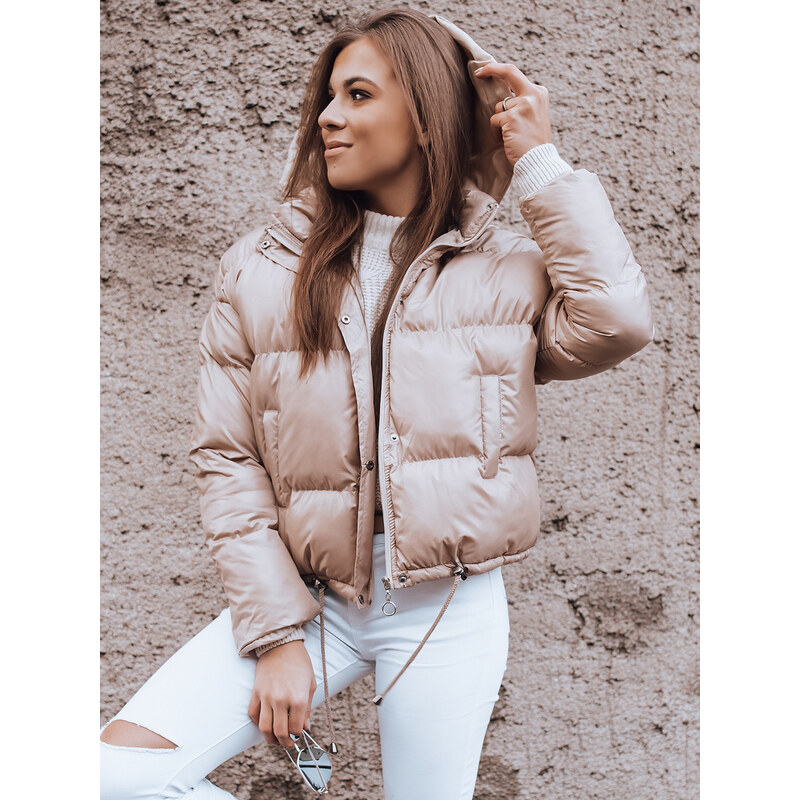 BASIC Svetlobéžová prešívaná crop bunda SIMMON TY3050 35038526