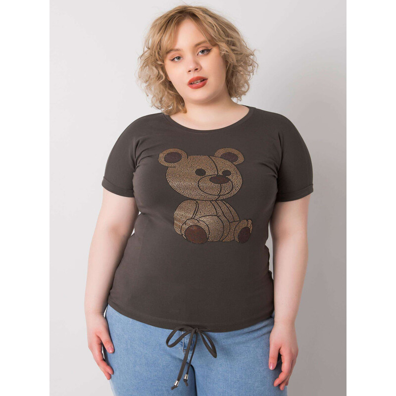 RELEVANCE Khaki dámske tričko s medvedíkom RV-BZ-6428.47-khaki 57947743