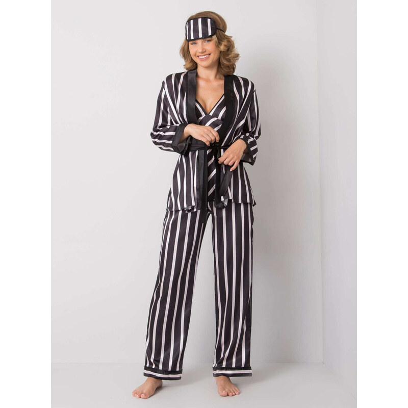 XSAPIENZA Čierno-biely dámsky komplet na spanie -BR-KMPL-8544-black 25543945