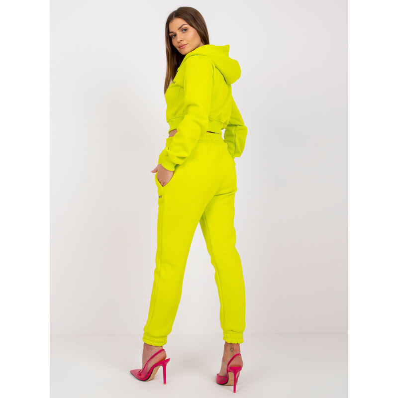 RUE PARIS Limetkový set tepláků a crop mikiny California RV-KMPL-7465 57949211