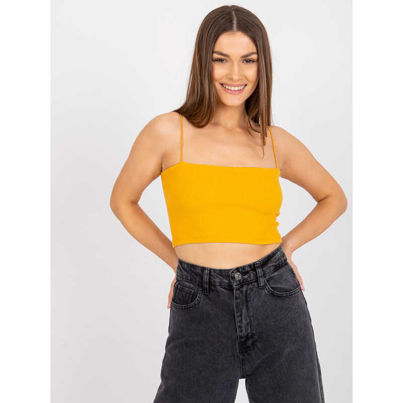 RUE PARIS Svetlo oranžový krátky top na tenké ramienka Aria -RV-TP 57949350