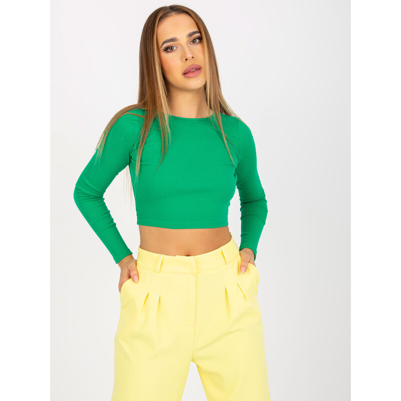 RUE PARIS Zelený crop top s holým chrbtom -RV-BZ-8010.82-green 57950517
