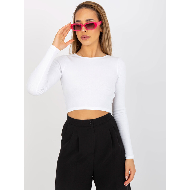 RUE PARIS Biely crop top s holým chrbtom -RV-BZ-8010.82-white 57950518