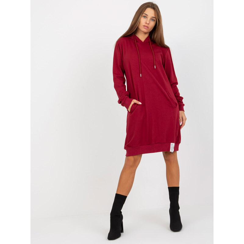 RELEVANCE Vínové dámske mikinové šaty RV-TU-8356.90-bordo 57951097