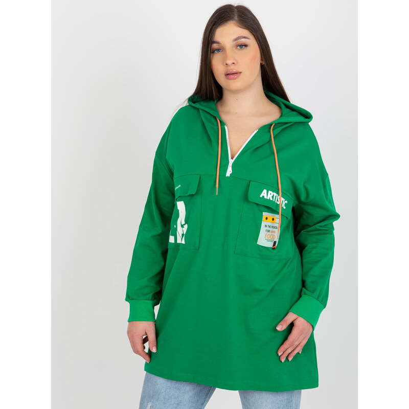 RELEVANCE Zelená dlhšia dámska mikina s kapucňou -RV-BL-8258.34-zelená 57951497