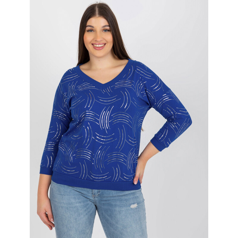 RELEVANCE Tmavomodré tričko s trblietavou potlačou RV-BZ-8514.04P-dark 57951518