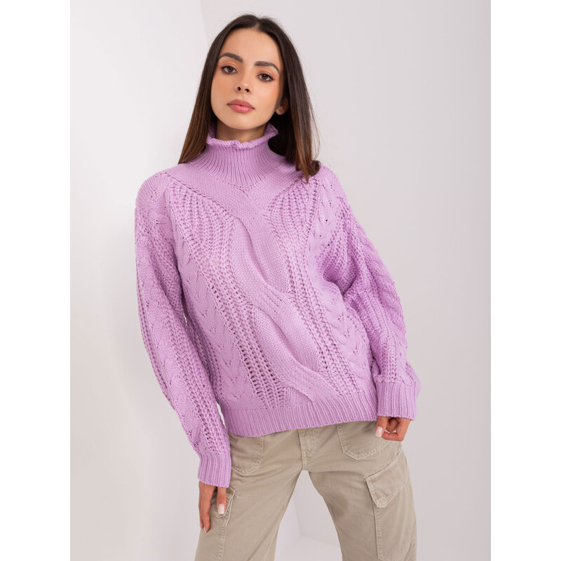 ITALY MODA Svetlofialový pletený rolák AT-SW-2350.91P-light violet 57953186
