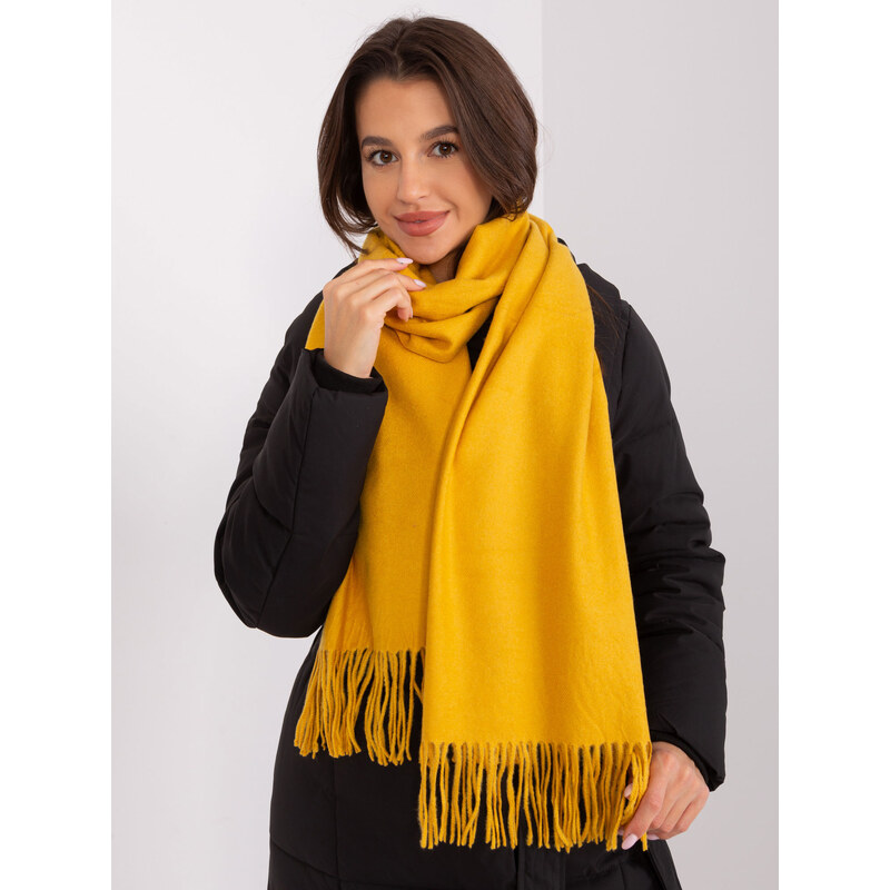 ITALY MODA Tmavožltý šál so strapcami AT-SZ-23185.90P-dark yellow 57954899