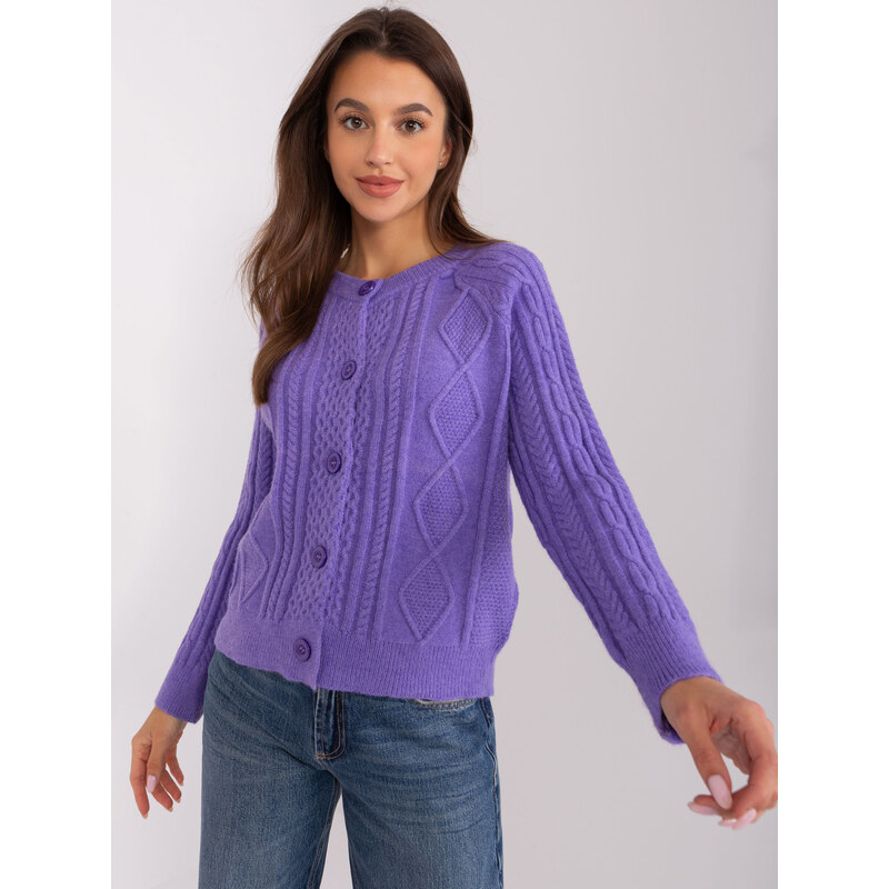 ITALY MODA Fialový zapínací sveter AT-SW-2346-2.99P-purple 57953471