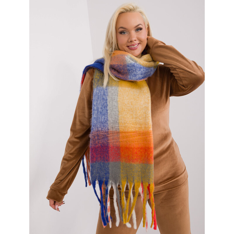 ITALY MODA Tmavožltý károvaný šál so strapcami AT-SZ-2313.31-dark 57953933