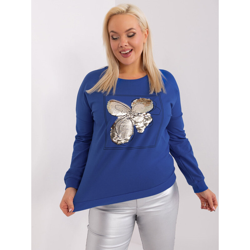 RELEVANCE Modré tričko s kvetinovou aplikáciou RV-BZ-9170.34-kobalt 57953940