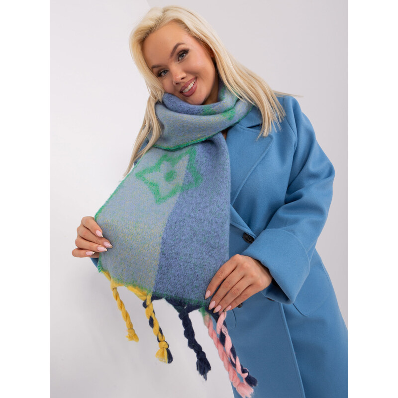 ITALY MODA Zeleno-modrý šál s vrkočmi a vzormi AT-SZ-2316.10P-green 57953979