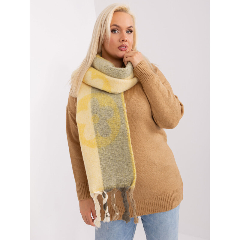 ITALY MODA Žltý šál s vrkočmi a vzormi AT-SZ-2316.31P-yellow 57954281