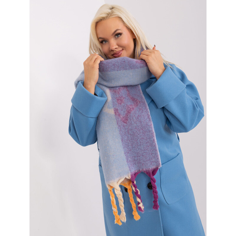 ITALY MODA Modro-fialový šál s vrkočmi a vzormi -AT-SZ-2316.31P-light 57954283
