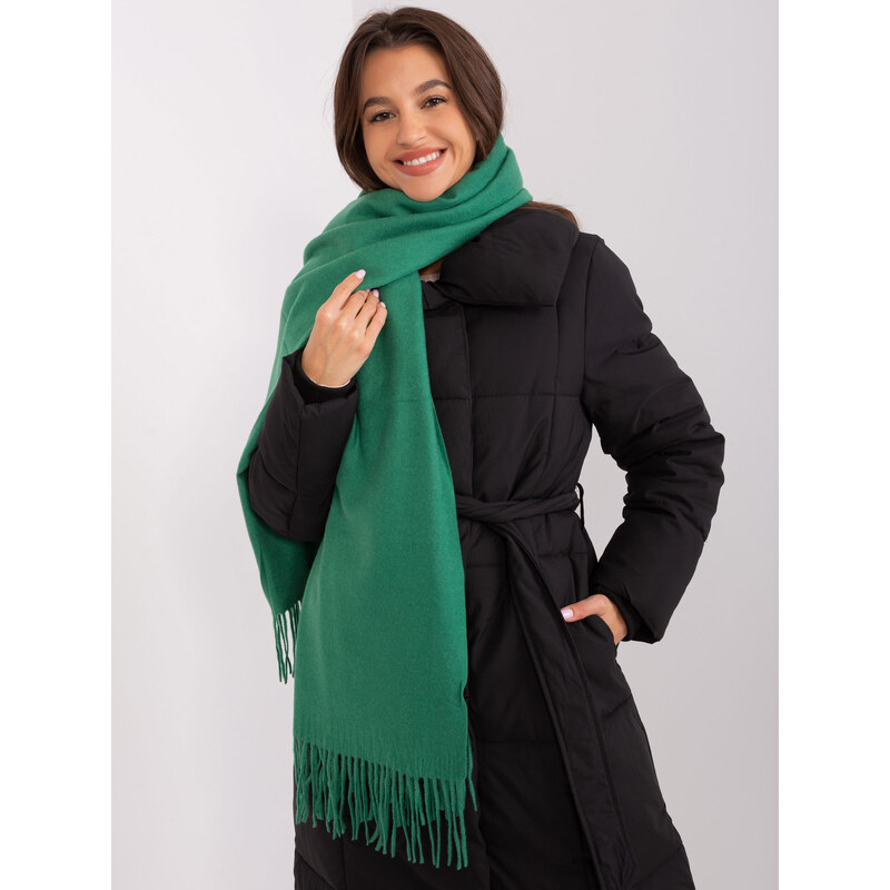 ITALY MODA Tmavozelený šál so strapcami AT-SZ-23185.93P-dark green 57956016