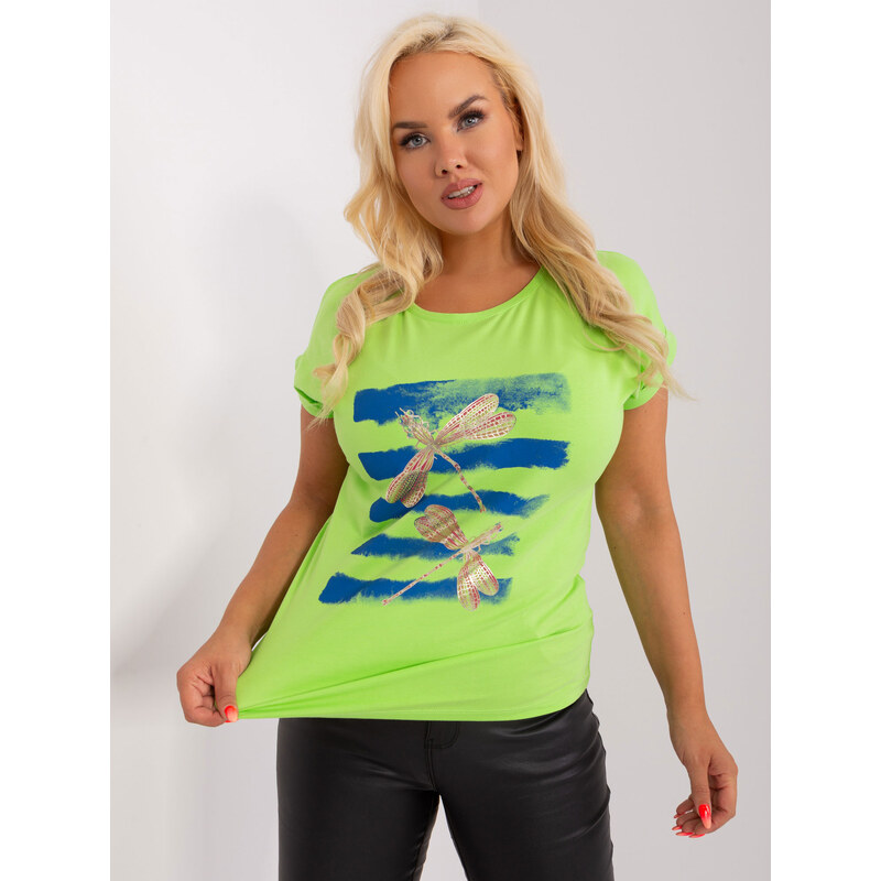 RELEVANCE Svetlozelené tričko s motívom vážky RV-BZ-8969.92P-light 57952715