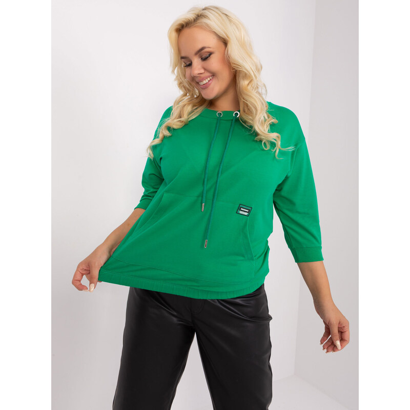 RELEVANCE Zelené mikinové tričko s 3/4 rukávom a šnúrkami RV-BZ-9106 57953416
