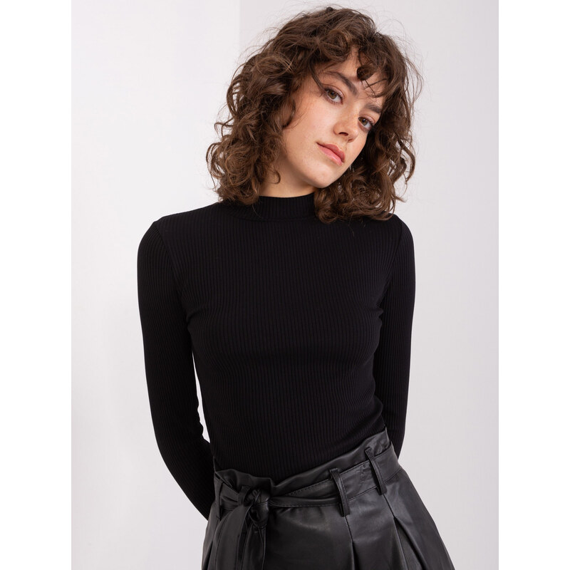 BASIC FEEL GOOD Čierne tričko so stojačikom -RV-BZ-9205.01P-black 46782121