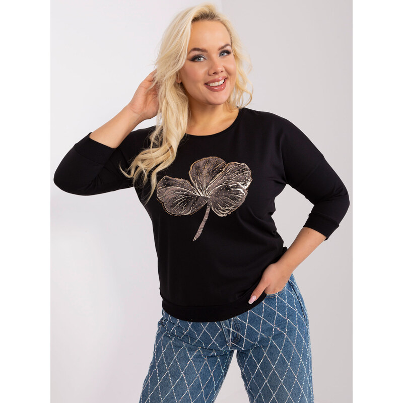 RELEVANCE Čierne tričko s lesklou potlačou RV-BZ-9191.78-black 57954200