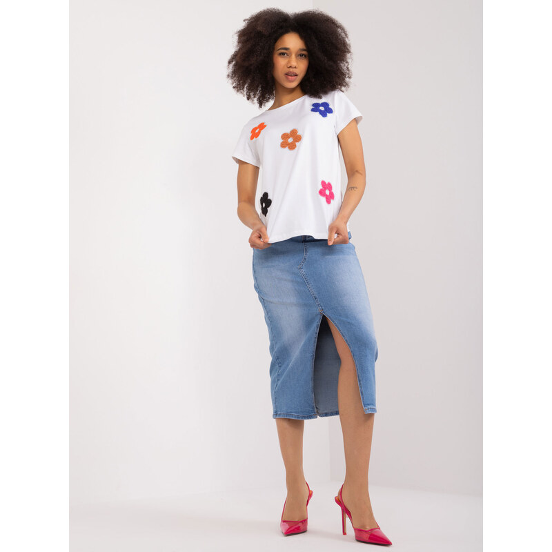 BASIC FEEL GOOD Biele tričko s farebnými kvietkami -RV-BZ-9622.20X 50358426