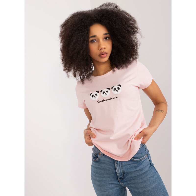 BASIC FEEL GOOD Svetloružové tričko s aplikáciou RV-BZ-9624.63-light 50358432