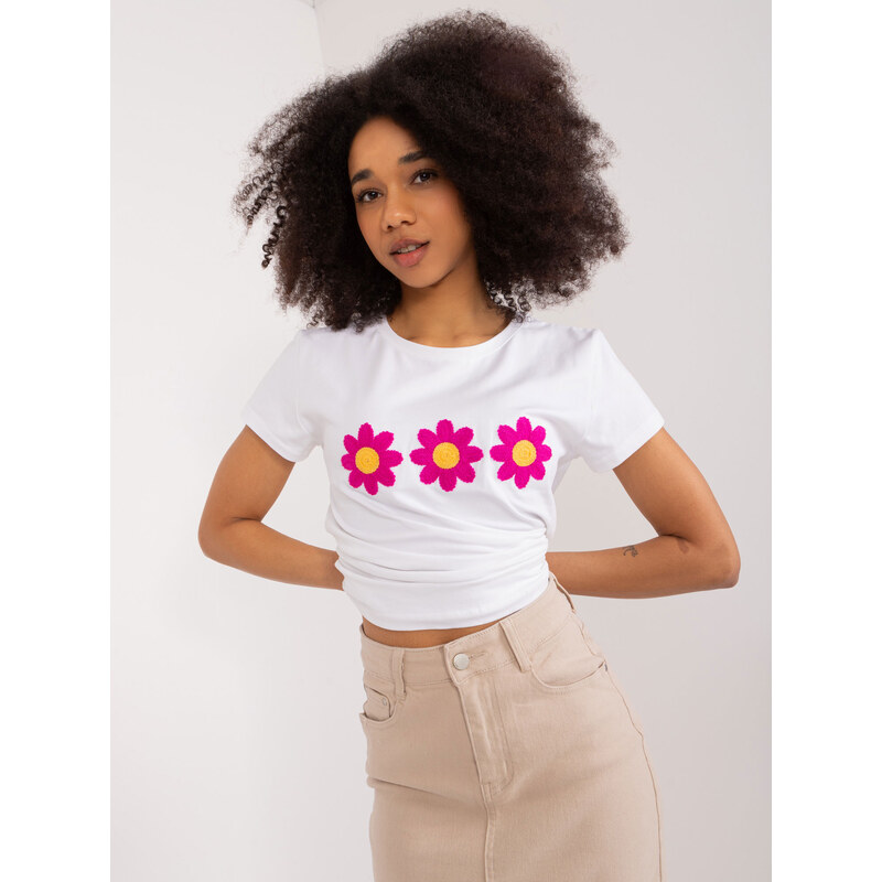 BASIC FEEL GOOD Biele tričko s aplikáciou kvetiny RV-BZ-9634.13-white 50358436
