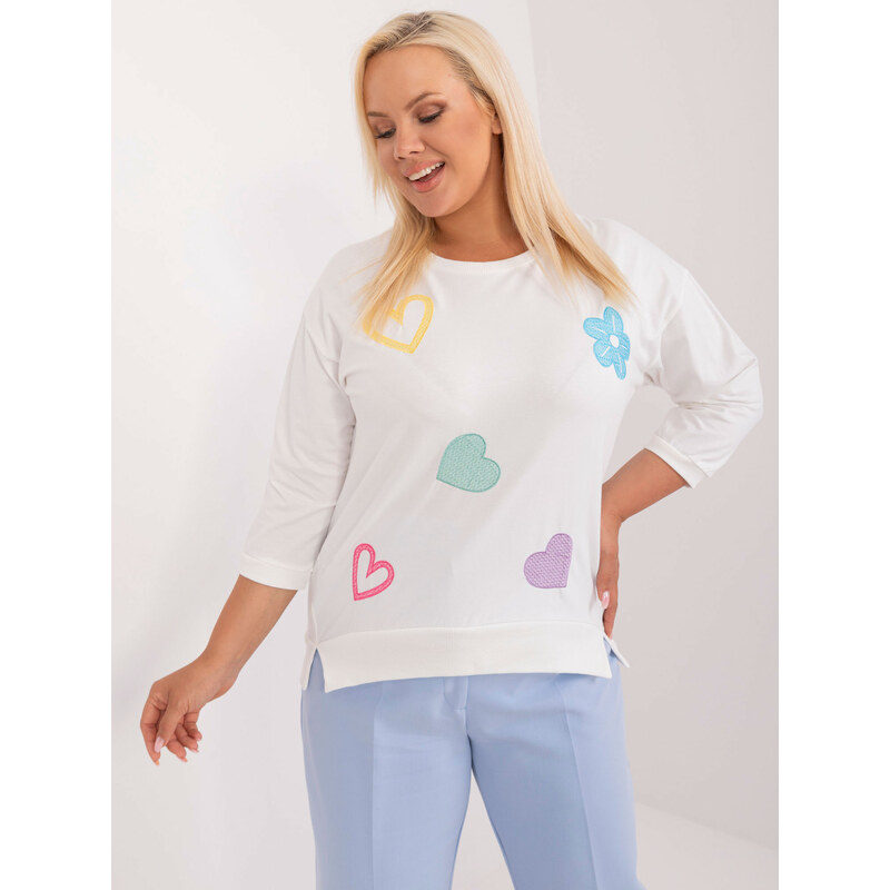 RELEVANCE Smotanové dámske tričko s kvietkami a 3/4 rukávom RV-BZ-9552 62040655