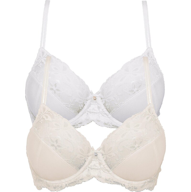 bonprix Podprsenka s jemnou čipkou (2 ks v balení), farba ružová 50747618