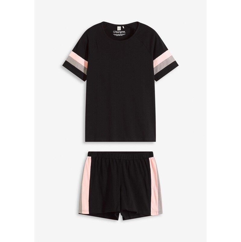 bonprix Krátke pyžamo z čistej bavlny, farba čierna 62972204