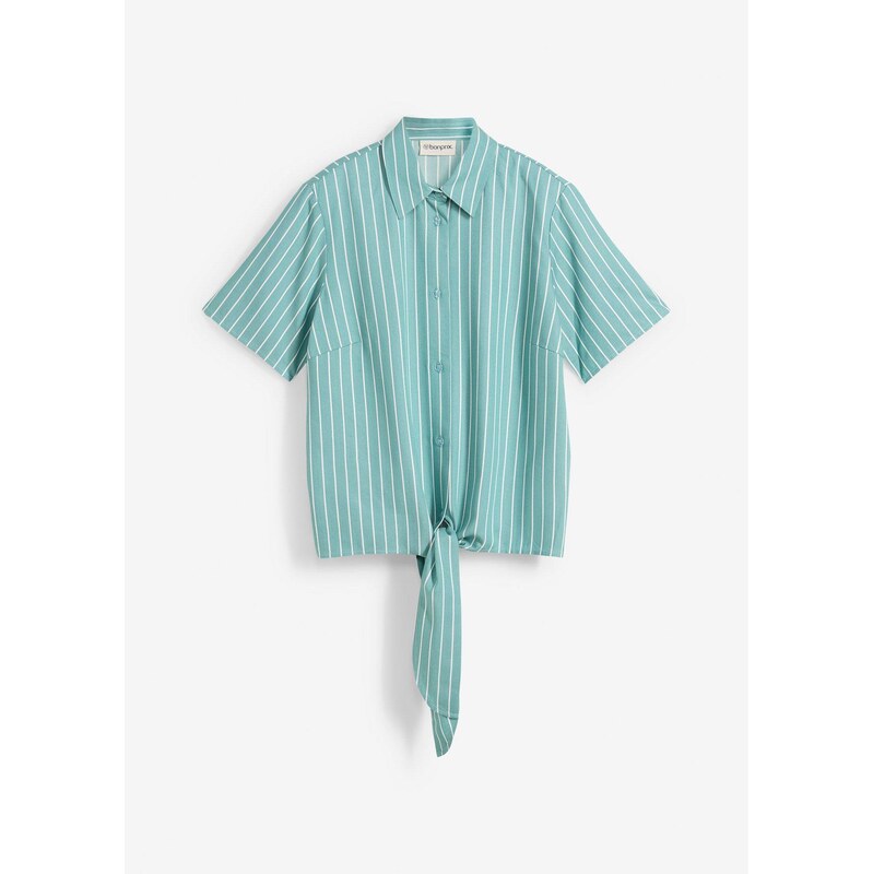 bonprix Blúzka s krátkym rukávom a uzlíkovým detailom, farba zelená 62972352