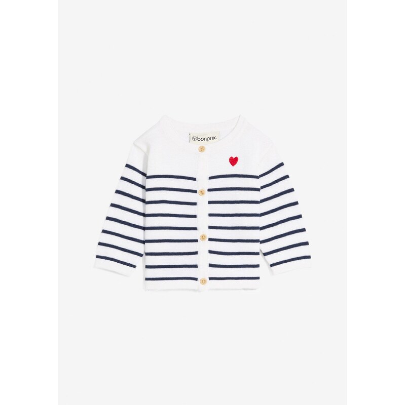 bonprix Pletený sveter s gombičkami, farba biela 62972411