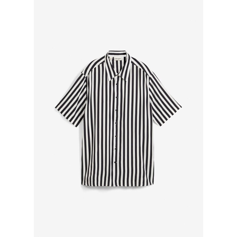 bonprix Košeľa s krátkym rukávom z viskózy, farba čierna 62972514