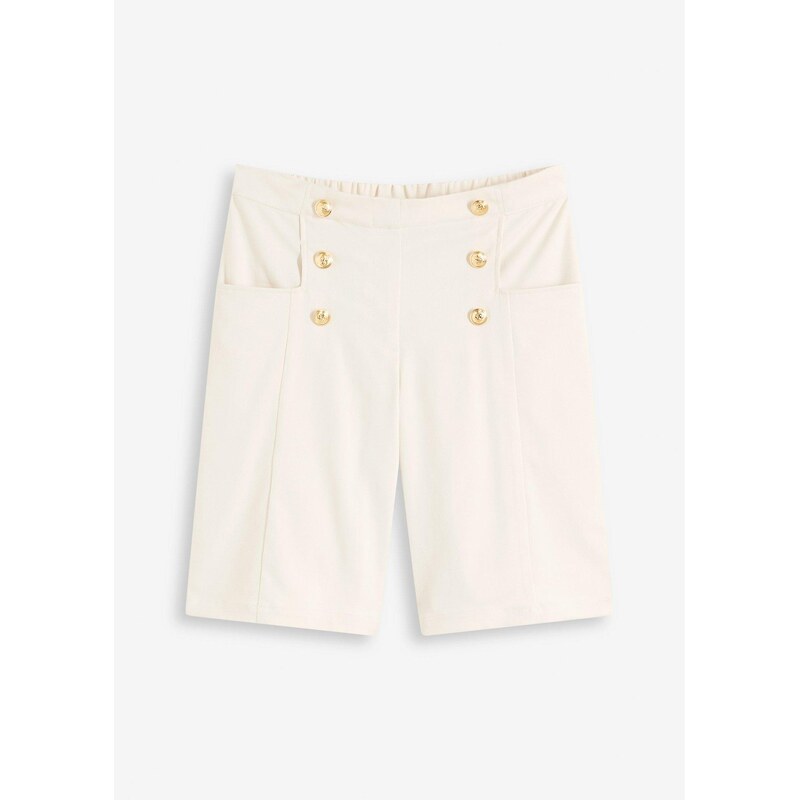 bonprix Bermudy s dekoratívnymi gombičkami, farba béžová 62972675