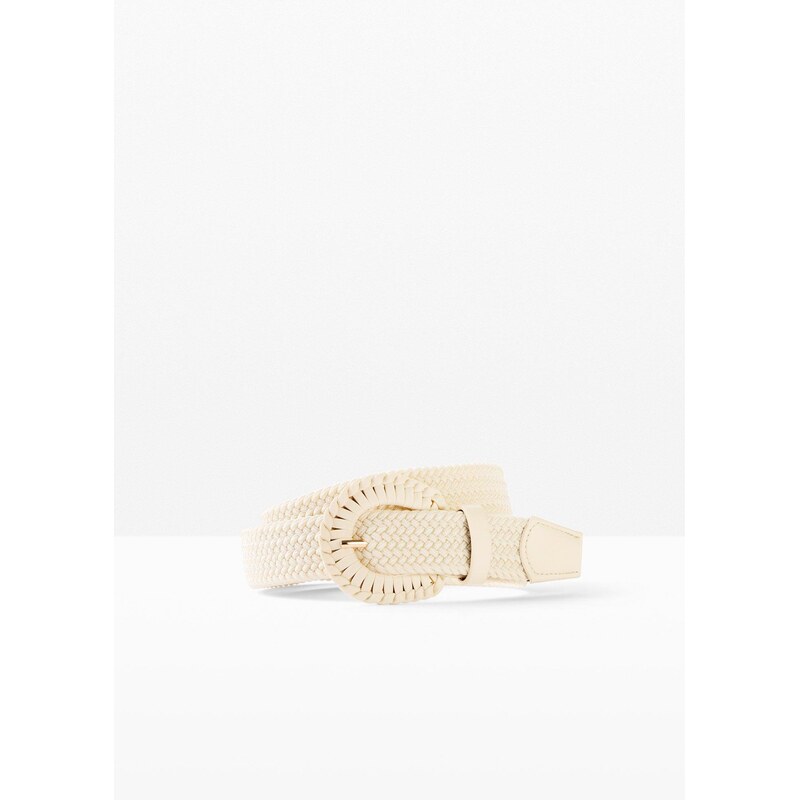 bonprix Strečový prepletaný opasok, farba biela 62972671