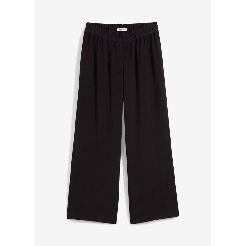 bonprix Culotte nohavice z jemného viskózového mixu, farba čierna 62972870