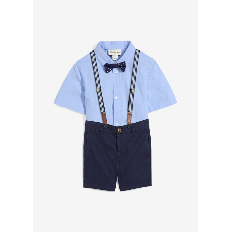 bonprix Košeľa s krátkym rukávom, chino bermudy, traky a motýlik (4 62972907