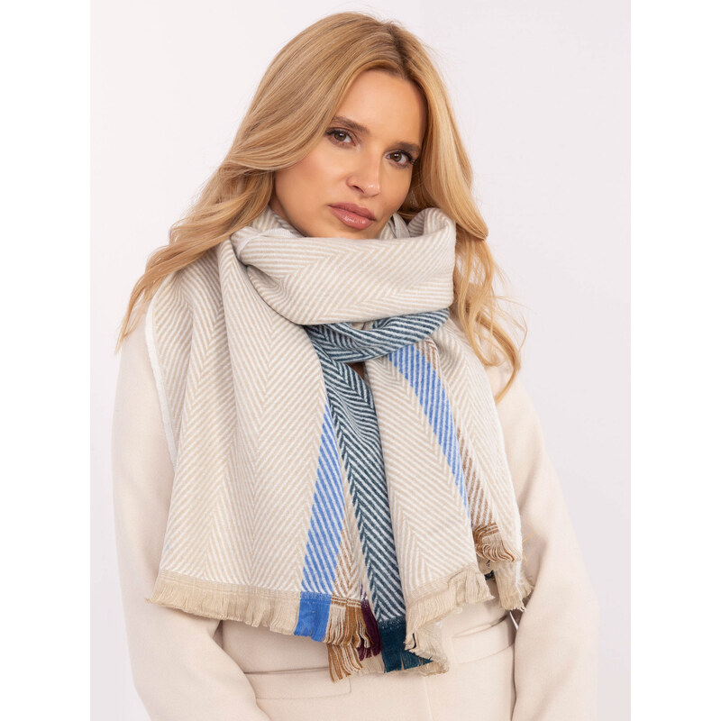 Fashion Hunters Béžový dámsky pruhovaný šál zakončený strapcami AT-SZ 61532299