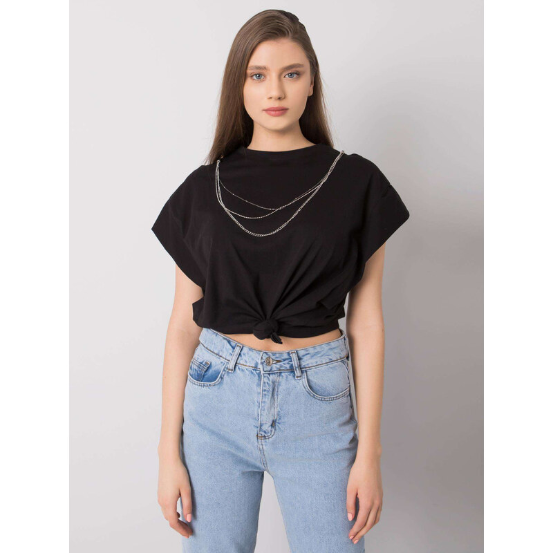 RUE PARIS Čierne dámske tričko s retiazkou 157-TS-4170.82-black 57947393