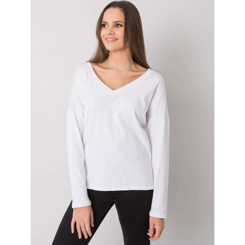 RUE PARIS Biele dámske tričko s výstrihom na chrbte RV-BZ-7315.39X 57948872