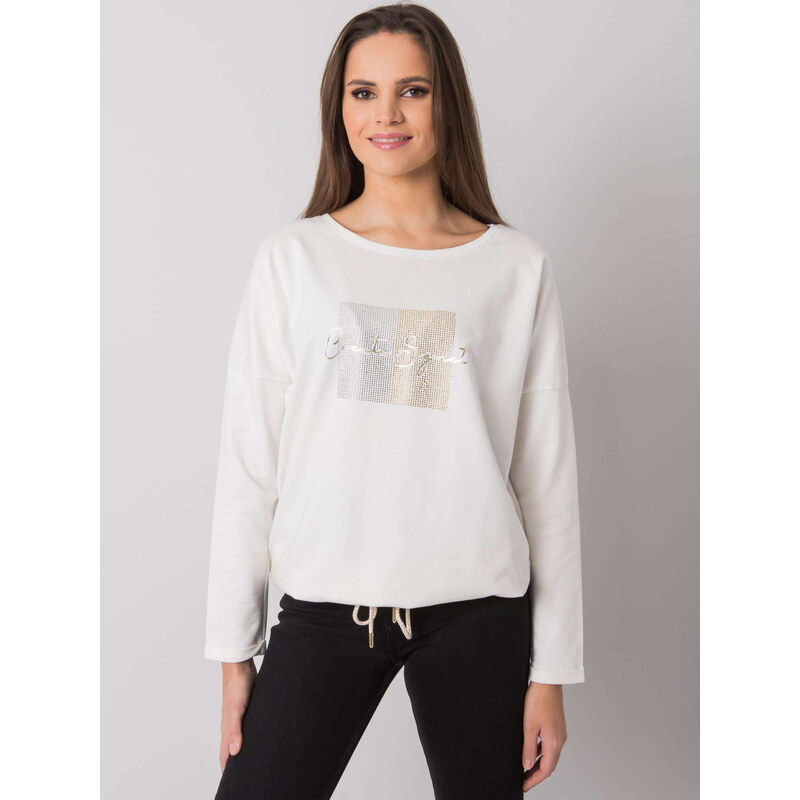 RUE PARIS Smotanové dámske tričko s potlačou RV-BZ-7326.70P-ecru 57948877