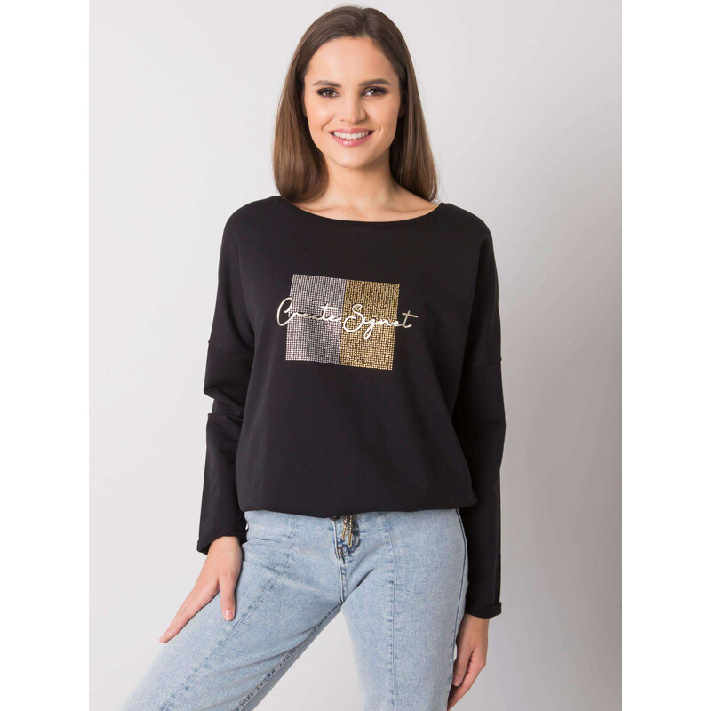 RUE PARIS Čierne dámske tričko s potlačou RV-BZ-7326.70P-black 57948874