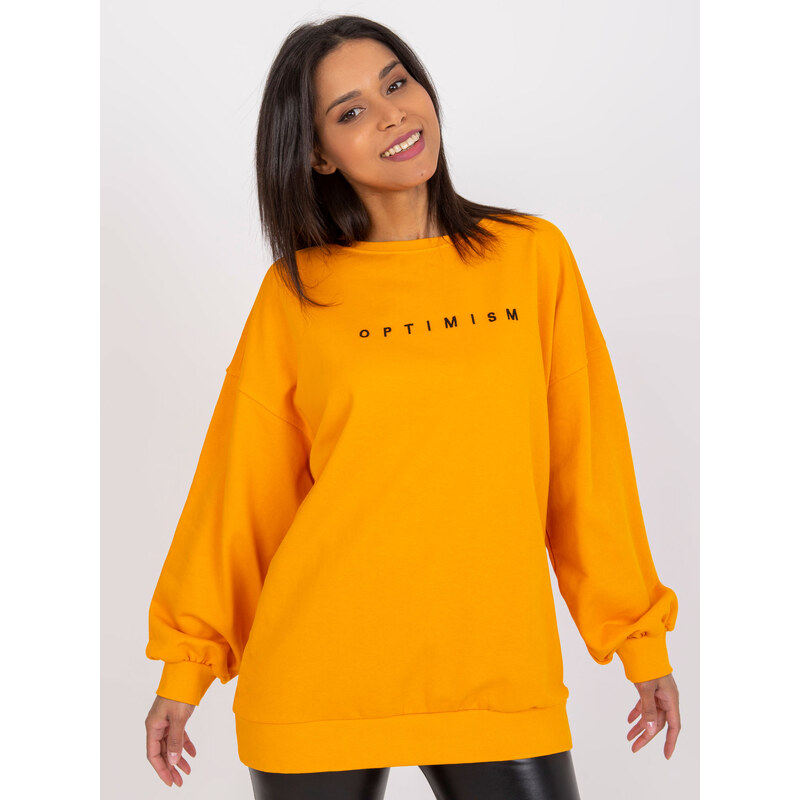 BASIC Oranžová mikina Miley s nápisom Optimism -EM-BL-536/3.76orange 31766366