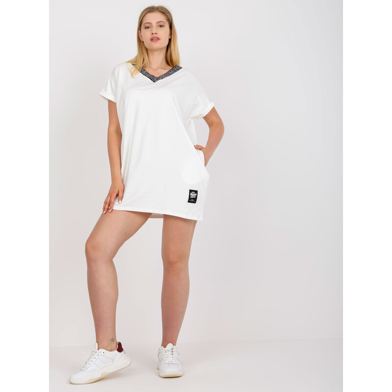 RELEVANCE Biele mini šaty lemované nápismi -RV-BZ-7862.10P-white 57950319